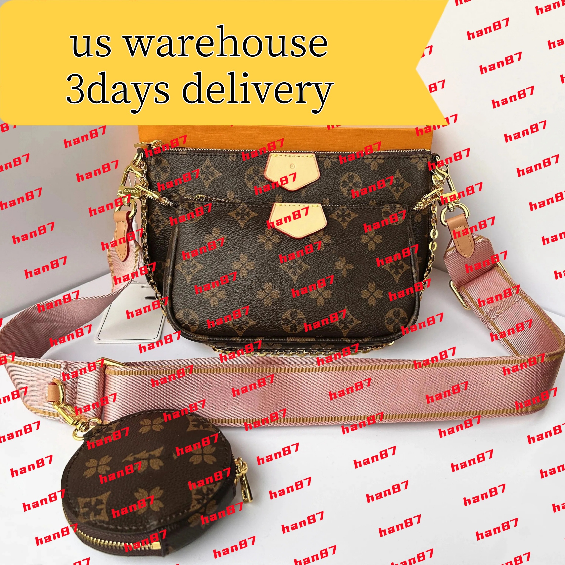 Luxury Designer Wallet 3-piece Multi Pochette Accessories Women Crossbody Shoulder bag Designers Purses Bags Women canvas shoulder straps Hangbags Mini Wallets