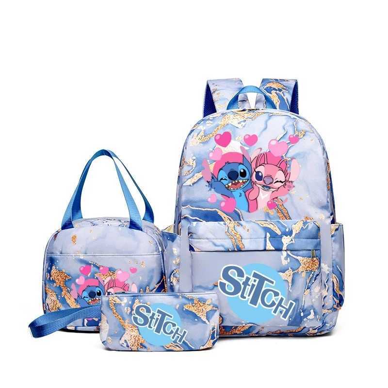 Disney Lilo Stitch Anime Printing Backpack Set Comes with Lunch Bag and Pencil Bag Large Capacity Lightweight Breathable Outdoor KnapsackXJ250417