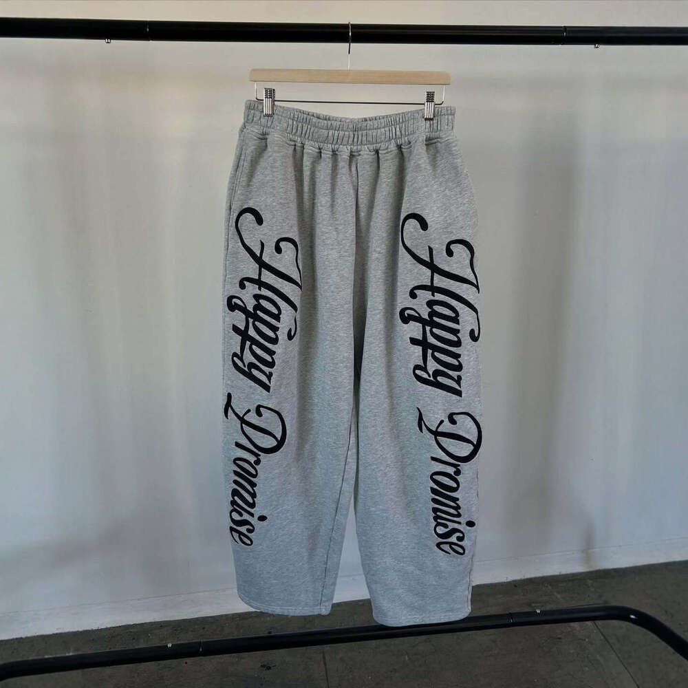 2025 Summer American Retro Pocket Casual Straight Long Letter Print Fashion Hip Hop Loose Pants