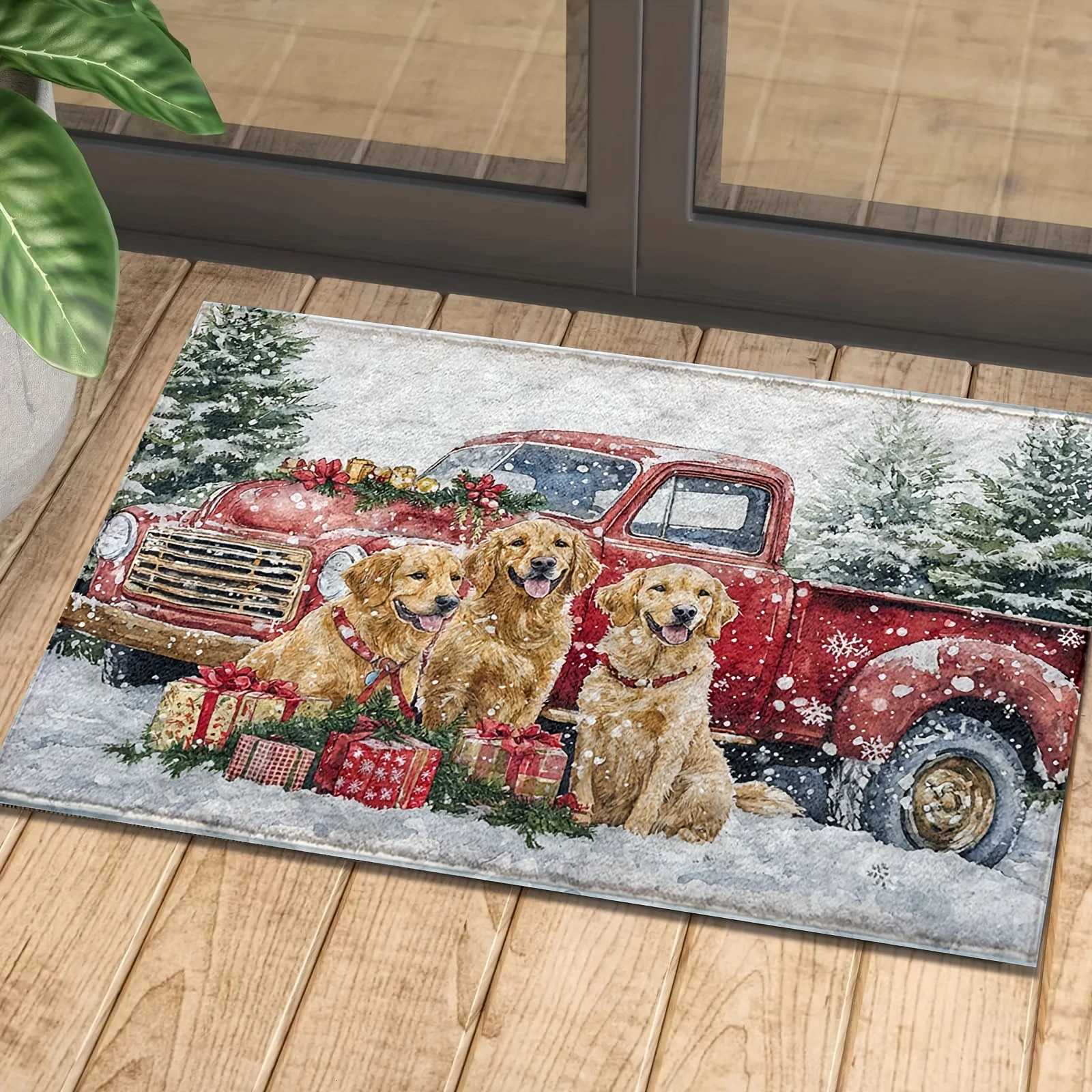 Christmas Puppy Welcome Mat Non-Slip Floor Rug Bedroom Kitchen Bathroom Doormats Polyester Indoor Outdoor Rugs Home Decor CarpetM251117