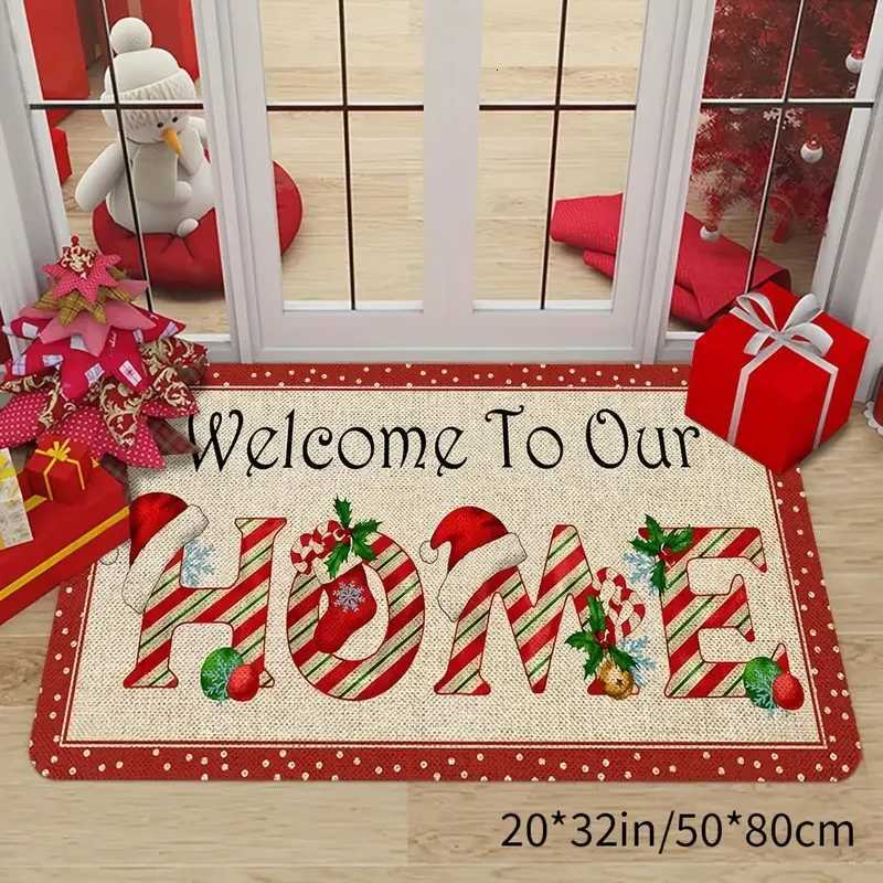 VIKAMA Christmas Crystal Velvet Rug Entrance Door Carpet for Bathroom Quick-Drying Floor Mat for Bathroom and Home DecorationM251117
