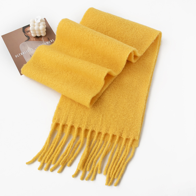 K423 Wool scarf 2024 autumn and winter solid color versatile men and women cashmere feel scarf thick warm neck scarf