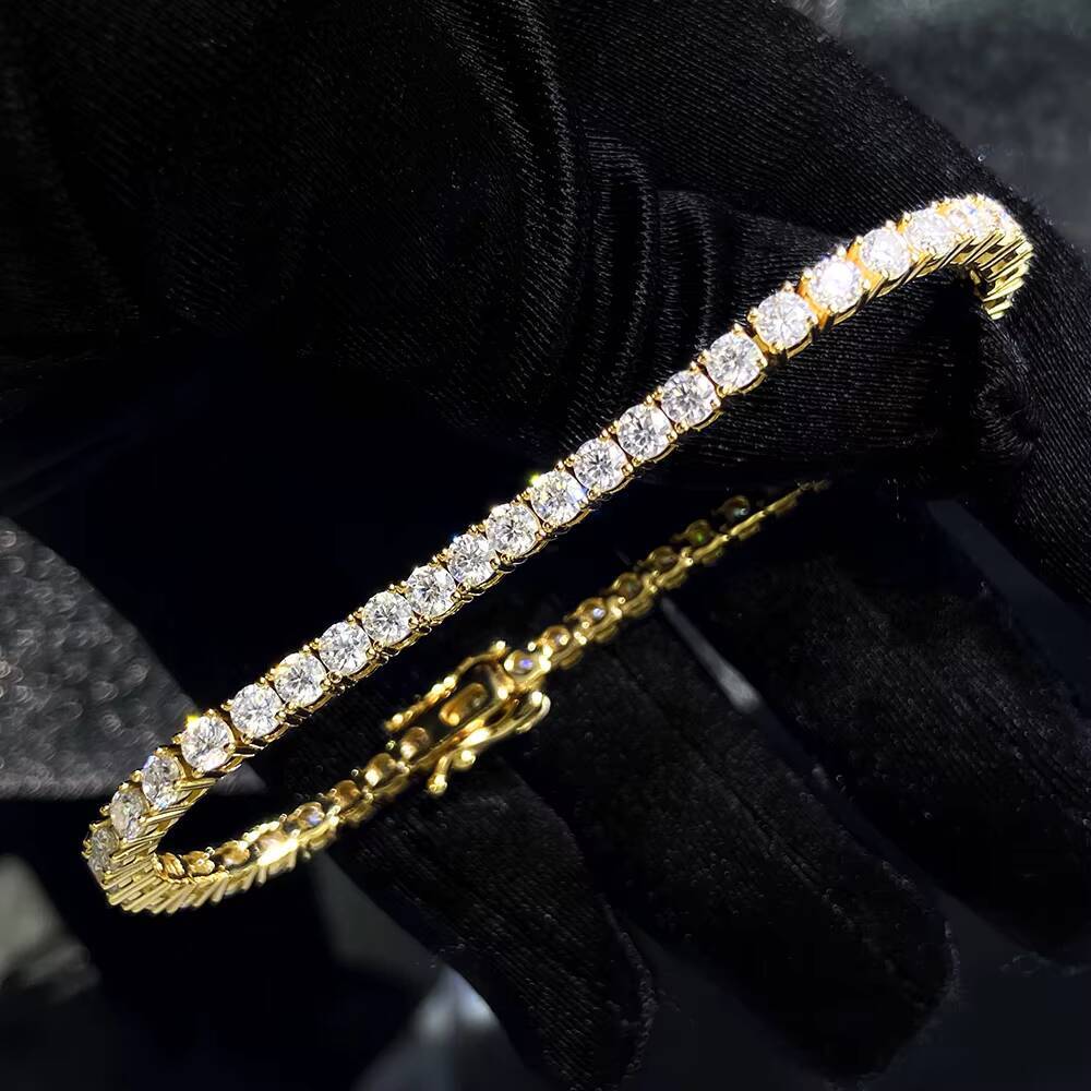 In Stock Pass Diamond Tester 3MM 925 Silver 18K Gold Plated Moissanite Hip Hop Iced Out Jewelry Tennis Bracelet Fast Shipping