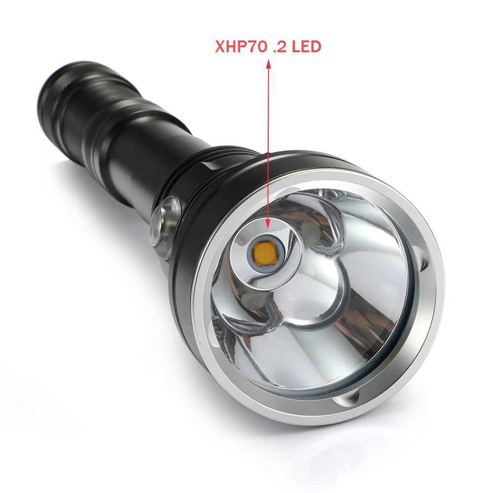 New Outdoor Powerful XHP702 LED Diving Flashlight 150M Submarine Tactics Torch Photography Hunting Catch Fish Lamp M251117