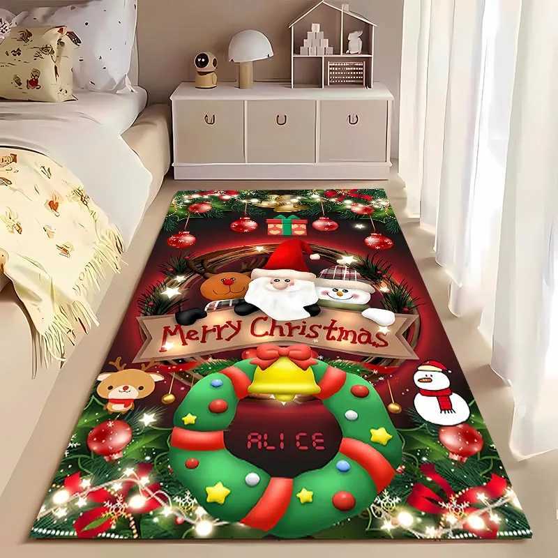 3D HD Printing Warm Christmas Carpet Living Room Rugs Bedroom Sofa Doormat Decor Mat Kid Non-slip Floor Alfombra New Year GiftsM251117