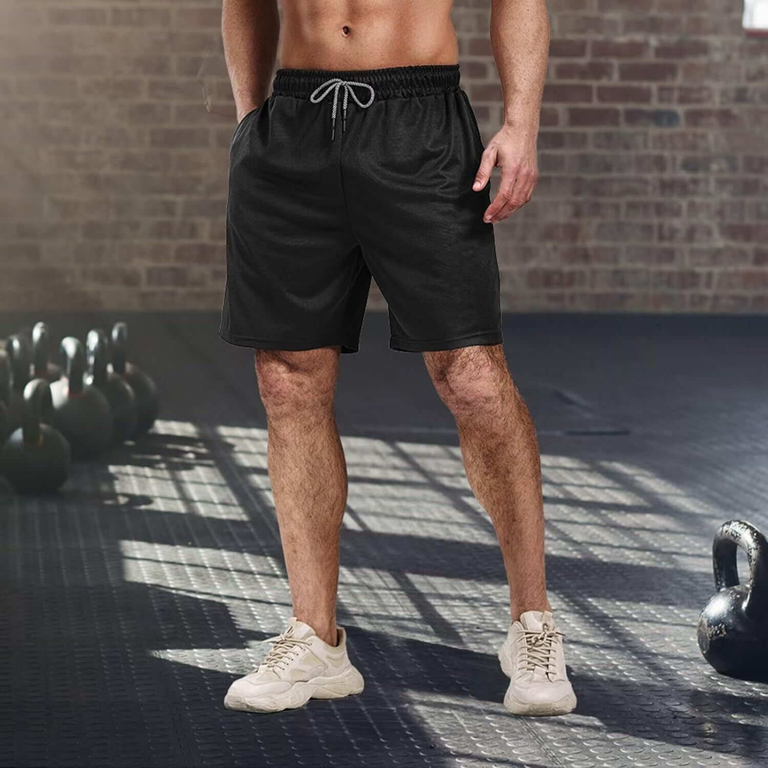 5 Pack Gym 7 inch, Mens Athletic Running Dry Fit & Mesh Active Workout Shorts for Men with Pockets