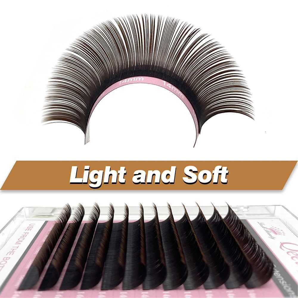 Qeelasee Ellipse Flat Eyelash Brown Color Soft Gentle Natural Eyelash Extension Maquillaje Makeup Faux Mink Flat Shape LashesT251117