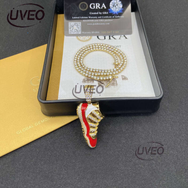 Jewelry VVS Gold Iced Out Sterling Silver 925 Moissanite Cuban Ring Hiphop Pass Diamond Tester Pendant Cuban Link Chains High Quality Mens Gift