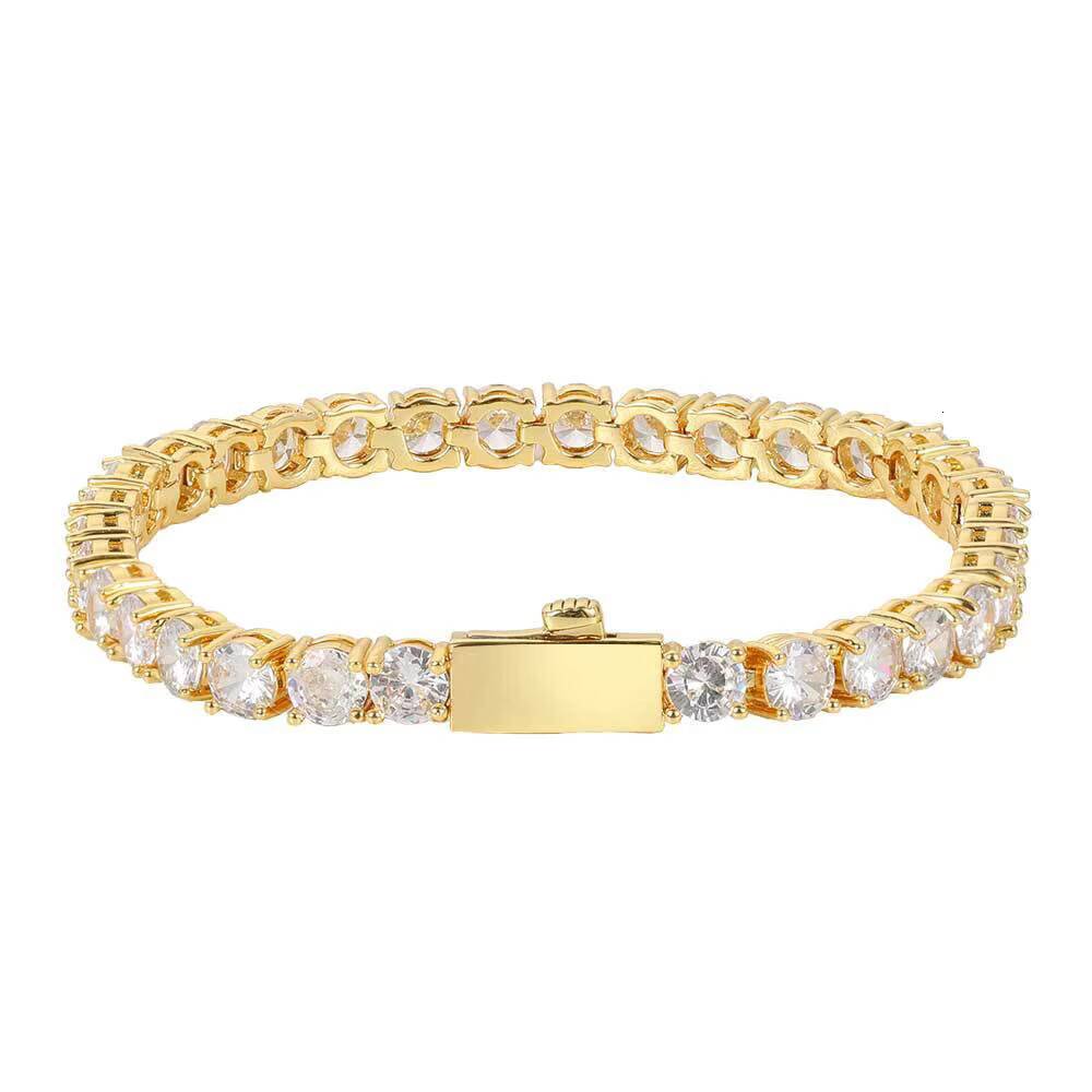Moissanite Hip Hop Fine Jewelry Snap Clasp Mens Tennis Bracelet Iced Out Diamond Bracelets with Cubic Zirconia