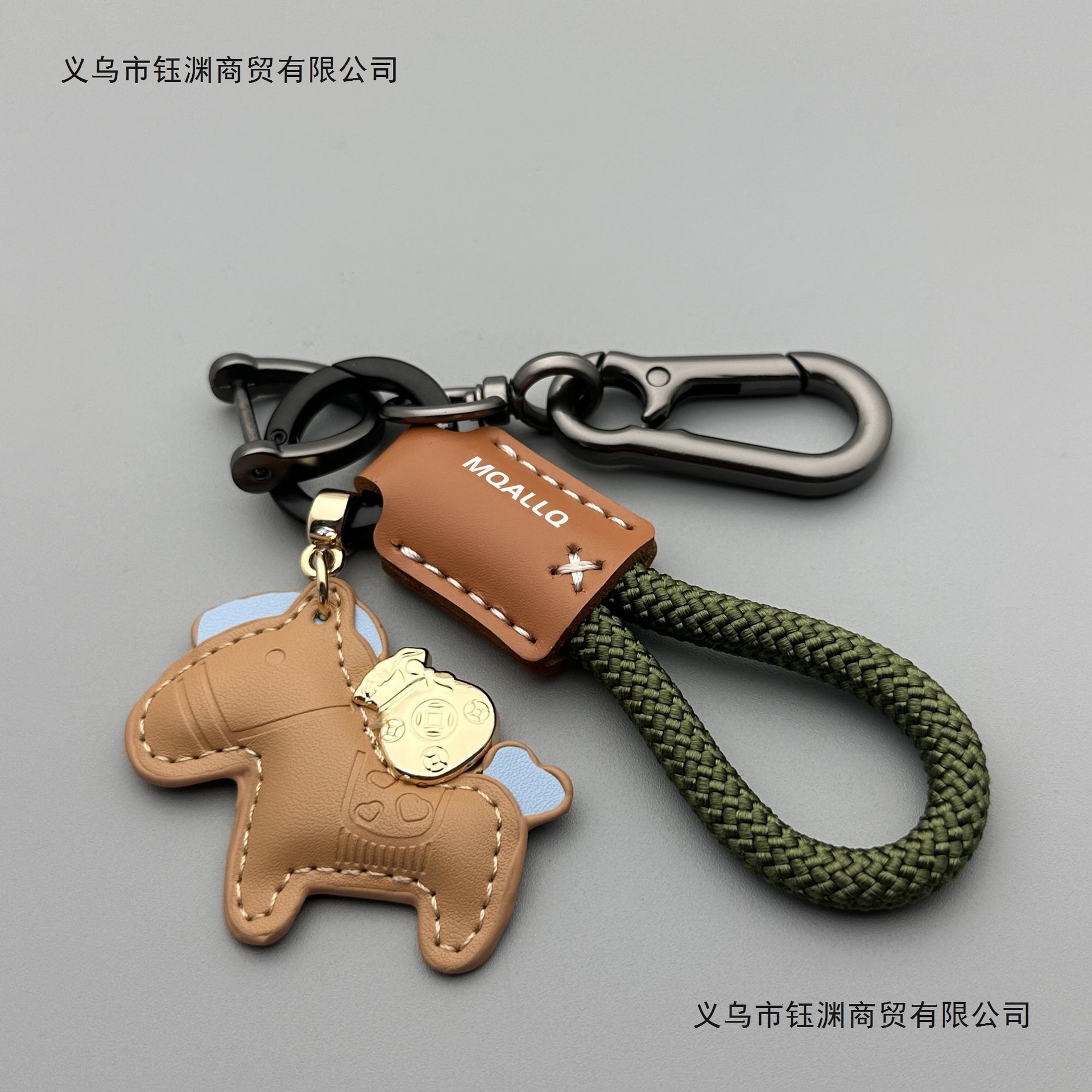 Get Rich Quickly Handmade Woven Rope Car Pendant Cartoon Cute Couple Keychain Key Tag Leather
