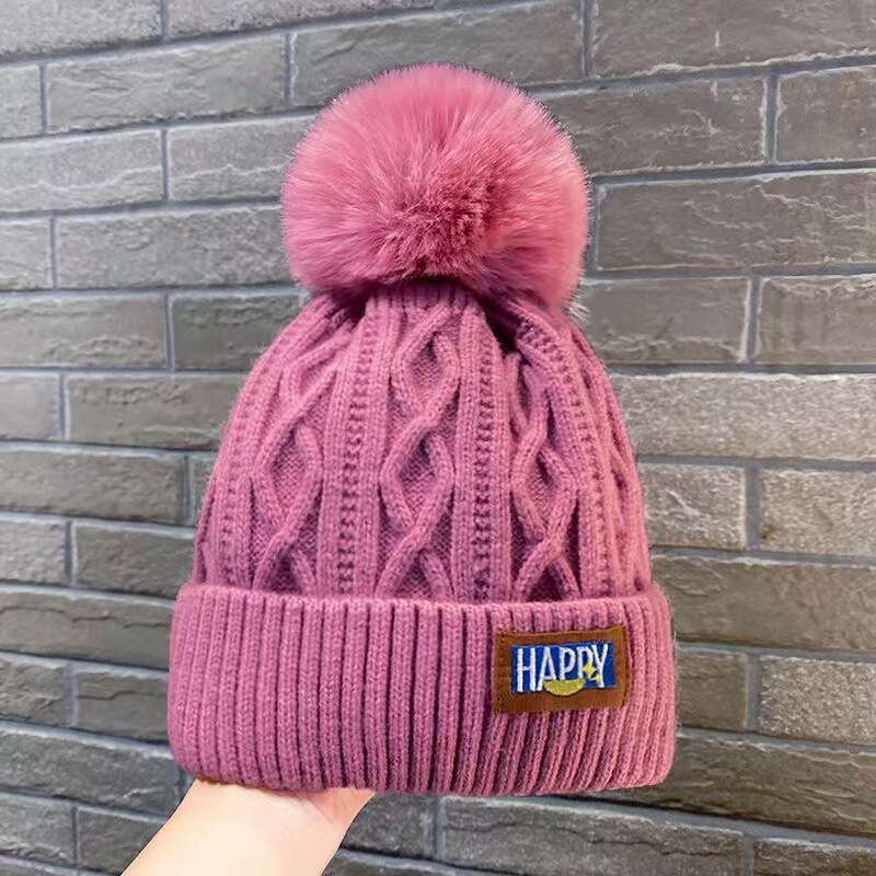 Fashionable and Warm Winter New Knitted Hat with Thick Warm Cover, Solid Color and Sweet Knitted Hat