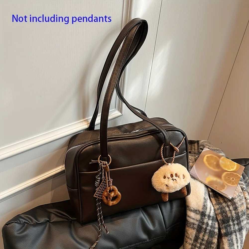 Retro College-Style Single-Shoulder Bag Versatile Large-Capacity Commuter Bag Fashionable Boston BriefcaseW251115