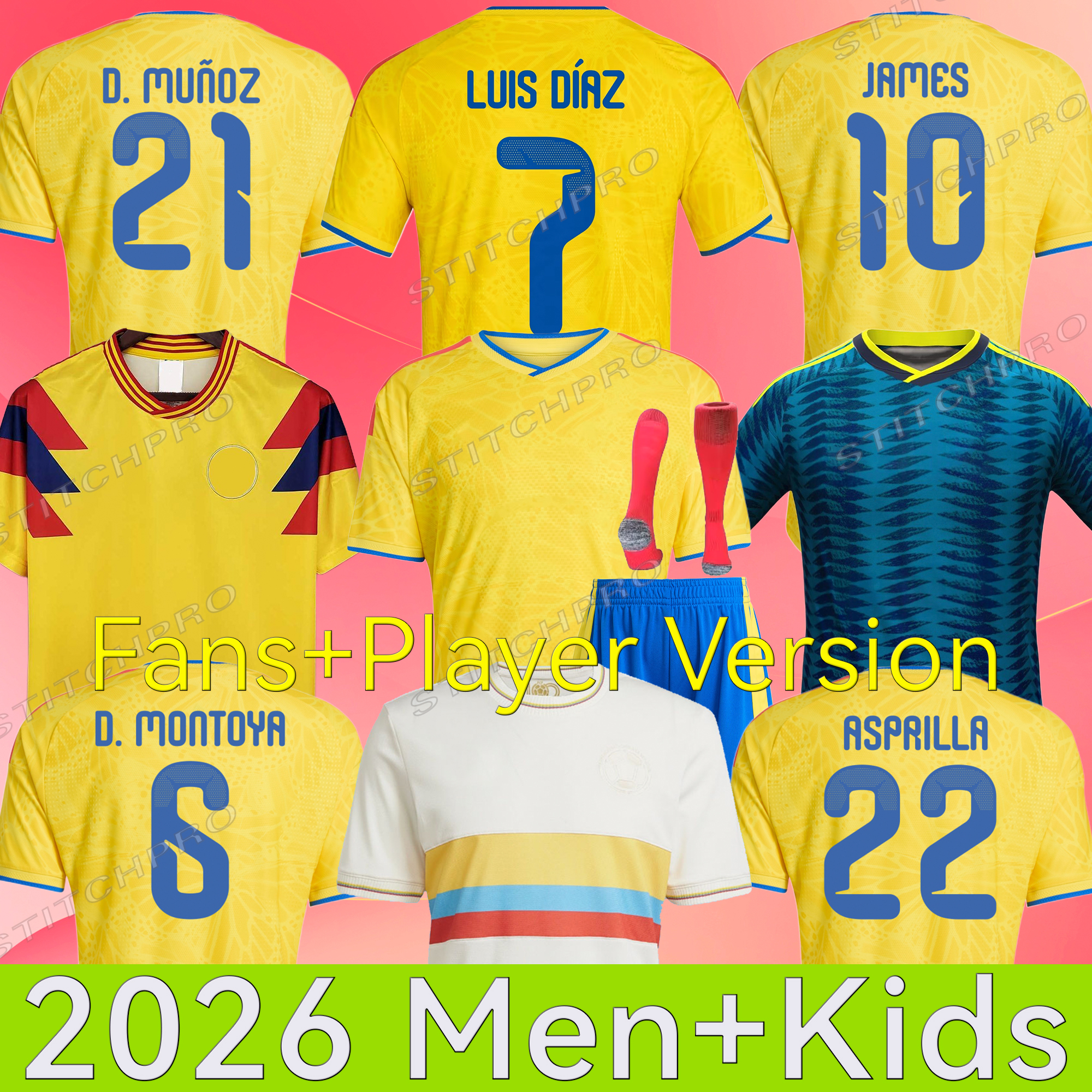 26 27 colombia Centenary soccer jersey 100-years anniversary 26 27 james LUIS DIAZ J.LERMA Copa America Home away men kids kit Football uniform fans player version