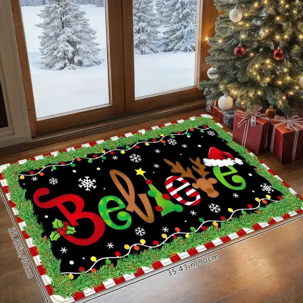 1PC Christmas Ideas Believe Welcome Floor Mat for Door Soft Absorbent Non-Slip Floor Mat for Bathroom Kitchen Decorative RugM251117