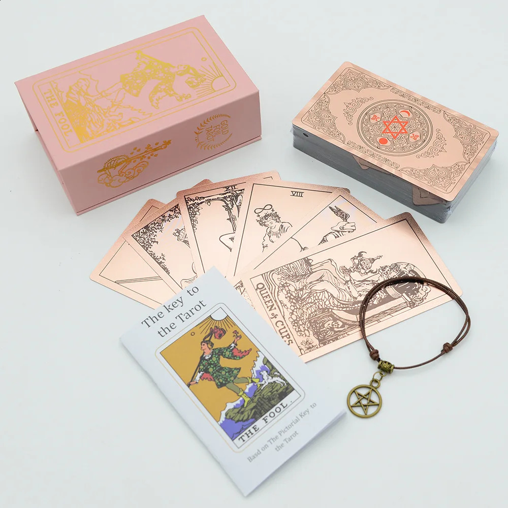 Pink Box Tarot Card Rider Gold Foil Exquisite Chess Card Game Divination Card Collection PVC Waterproof Board Cards Games 250403