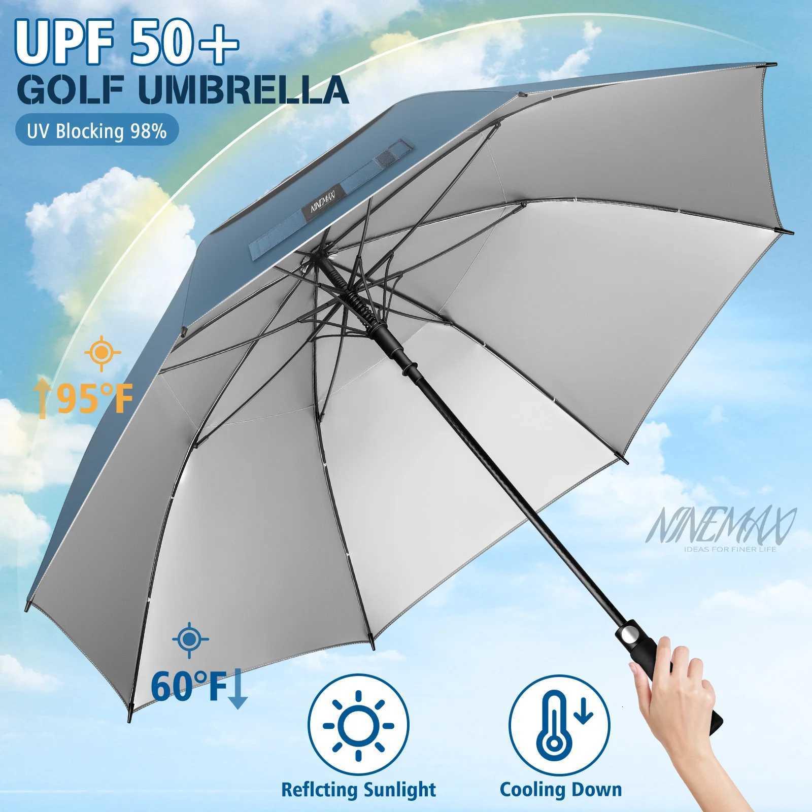 Umbrella Large 62 Inch UV Protection Umbrella Auto Open Vented Double Canopy Extra Large Windproof Stick Umbrellas C251117