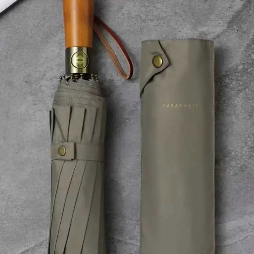 OLYCAT Fully Automatic Umbrella Men 10K Windproof Folding Umbrella 280T Fabric Big Parasol Umbrella Wooden Handle C251117
