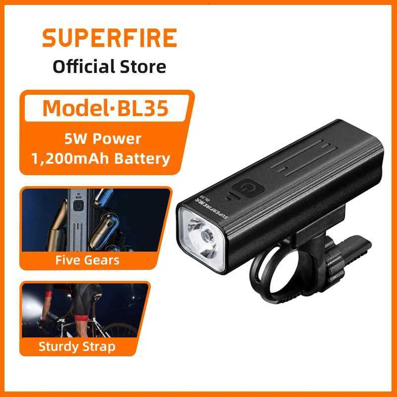 SUPERFIRE BL35 5W Bike Light Rechargeable Front Flashlight 5 modes IP54 Waterproof Bike Headlights for Night Outdoor Cycling M251117