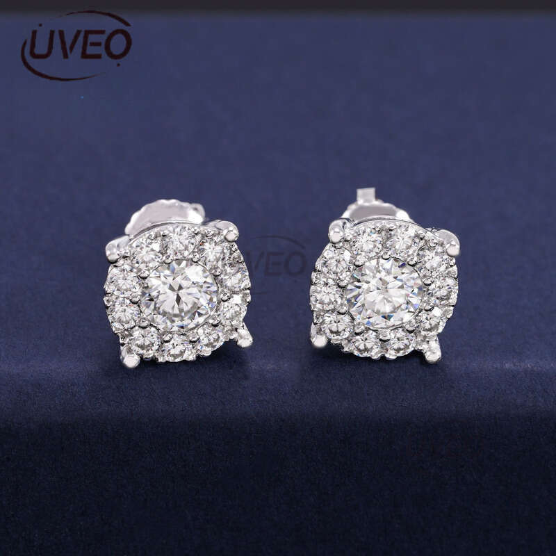 VVS Gold Jewelry Iced Out Sterling Silver 925 Earrings Studs Hip Hop Pass Dias Tester Round Cut Women Gift