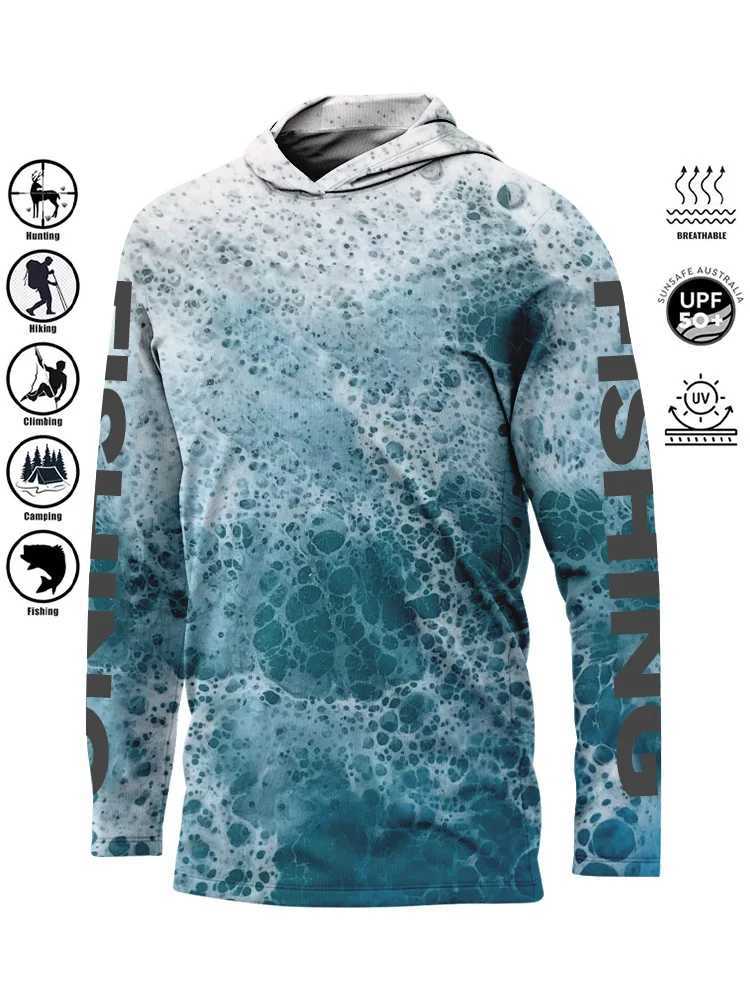 Fishing shirt hoodie UPF 50+Uv protective quick drying top breathable 2025 outdoor moisturizing Wicking Jersey fishing clothing shirt W250417