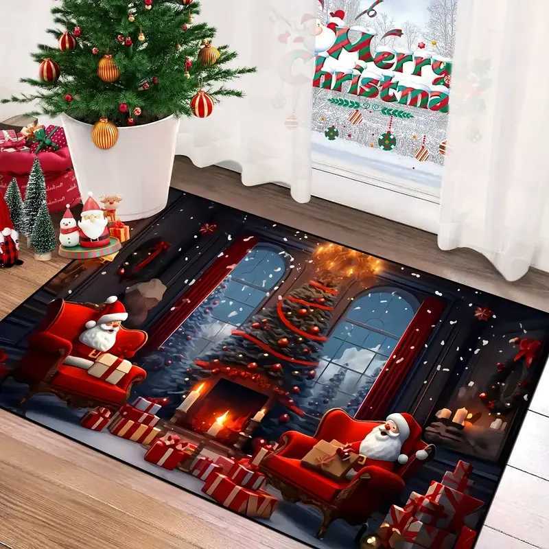 VIKAMA Christmas Santa Claus Non-slip Soft Floor Mat for Floors Doors Living Room Laundry Area and Bathroom AbsorbentM251117