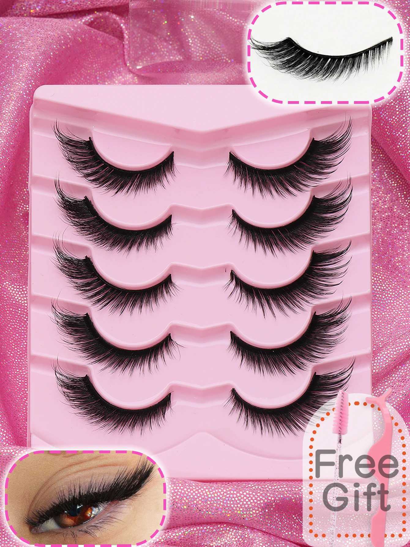 5 pairs of natural false eyelashes suitable for daily business meetings natural false eyelashes fluffy and soft 3D mink falseT251117