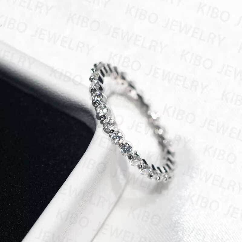 Wholesale 2024 Band Moissanite Diamond Silver 925 Ring 18K White / Rose Gold Planted Iced Out Wedding Rings Womens Jewelry