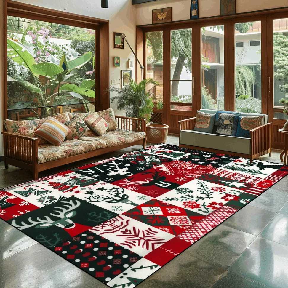 Popular Christmas Living Room Decoration Rug Large Area Anti-slip Mat Fluffy Children Rugs Cartoon Bedroom Decor Carpet New YearM251117