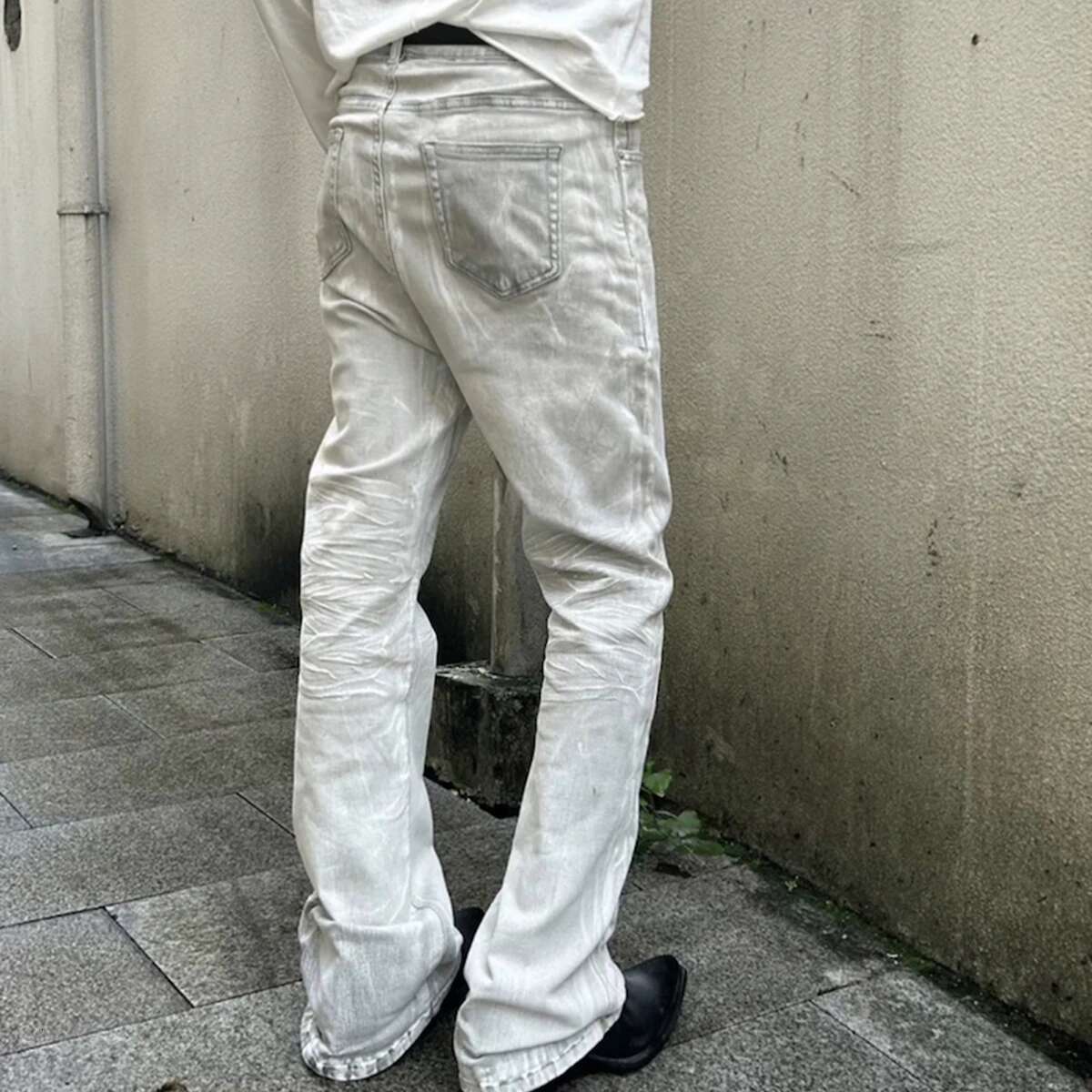 High Street Washed Waxed Baggy Boot Cut Mens And Womens Straight Vintage Casual Flare Jeans Pants Oversized Loose Denim Trousers