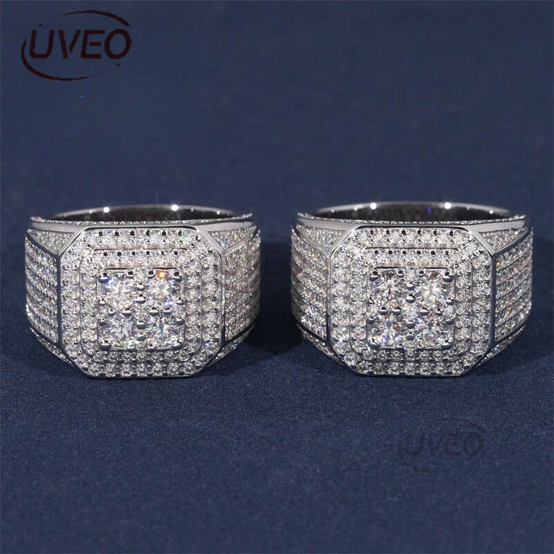 VVS Jewelry Iced Out Gold 925 Moissanite Ring Moissanite Diamond Hiphop Pass Diamond Tester Mens Couple Fashion