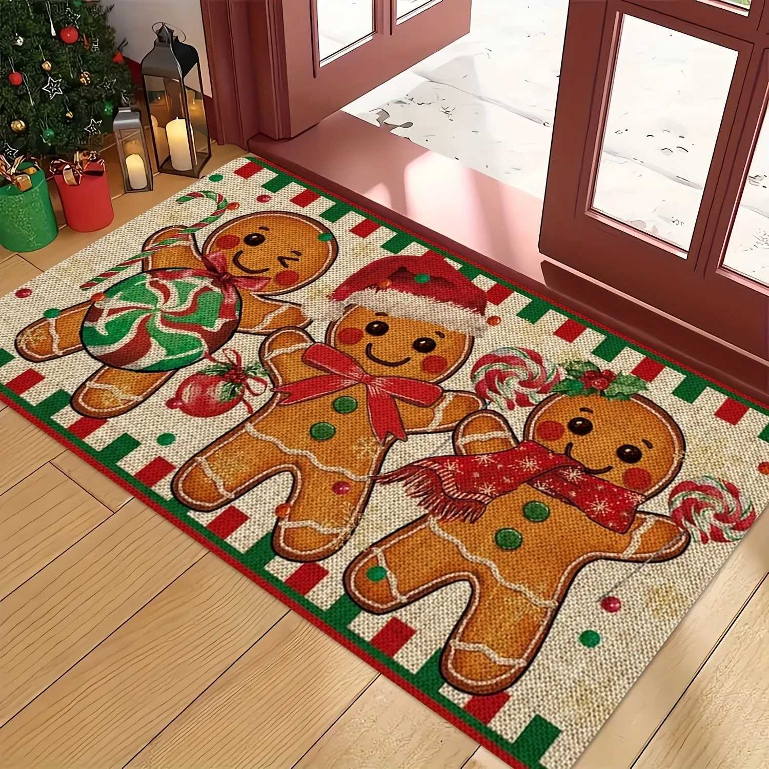 Christmas gingerbread man decorative door mat non-slip absorbent floor mat suitable for home room bathroom kitchenM251117
