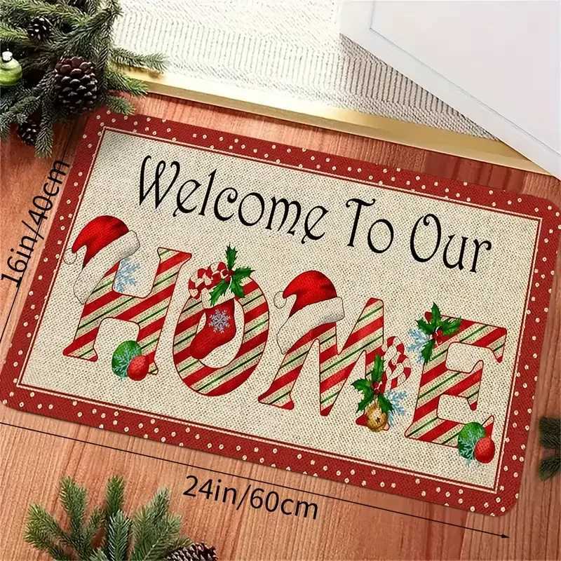 VIKAMA Christmas Crystal Velvet Rug Entrance Door Carpet for Bathroom Quick-Drying Floor Mat for Bathroom and Home DecorationM251117