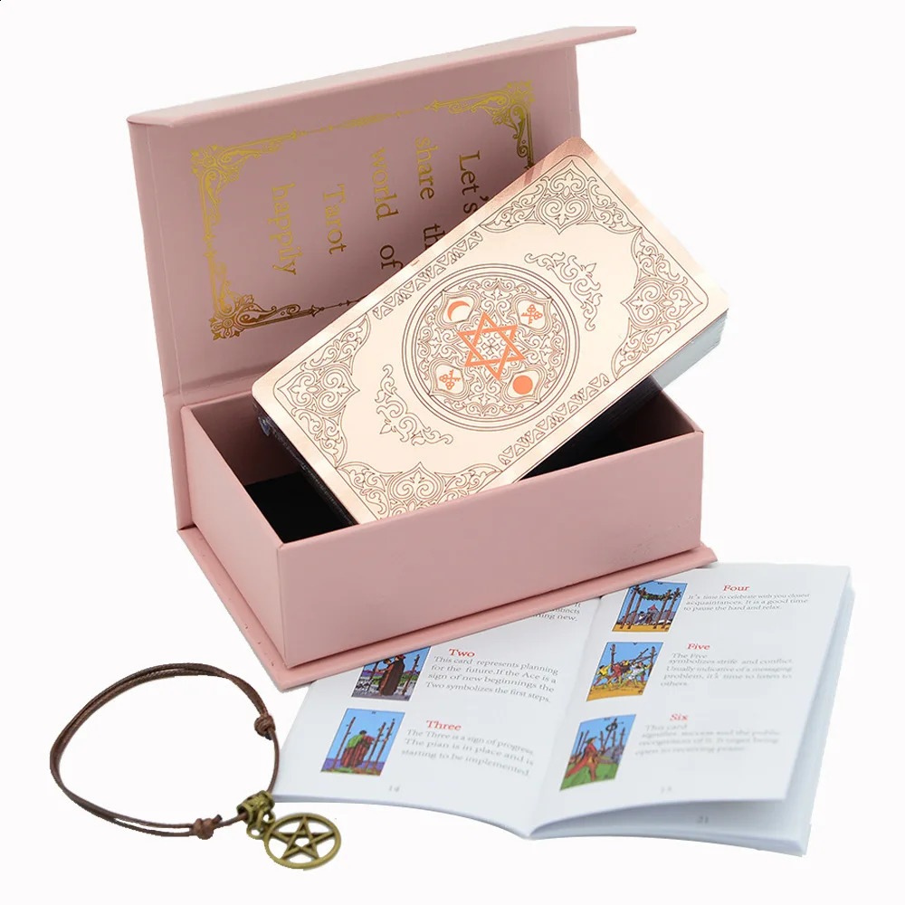 Pink Box Tarot Card Rider Gold Foil Exquisite Chess Card Game Divination Card Collection PVC Waterproof Board Cards Games 250403