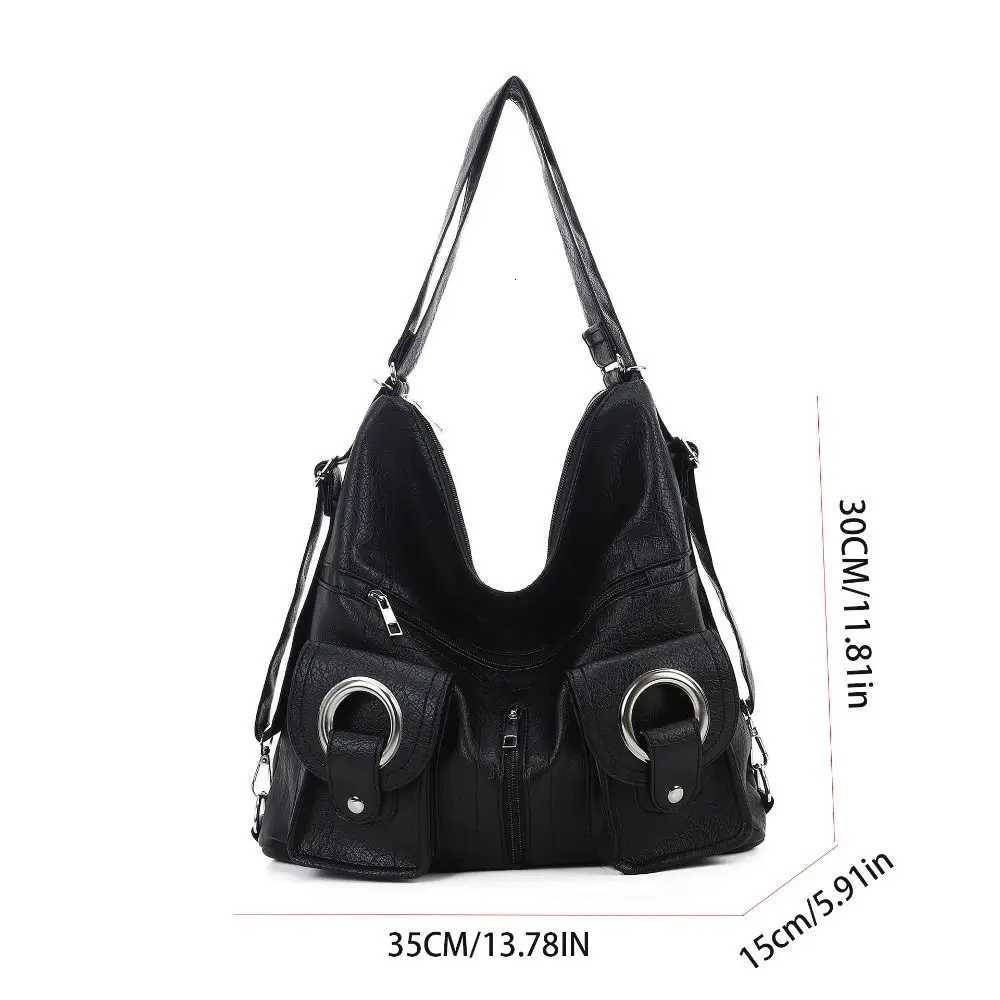 Portable Y2K Retro Shoulder Bag Large Capacity Soft Leather Vintage Backpack Fashion Korean Locomotive Pack GirlsW251115