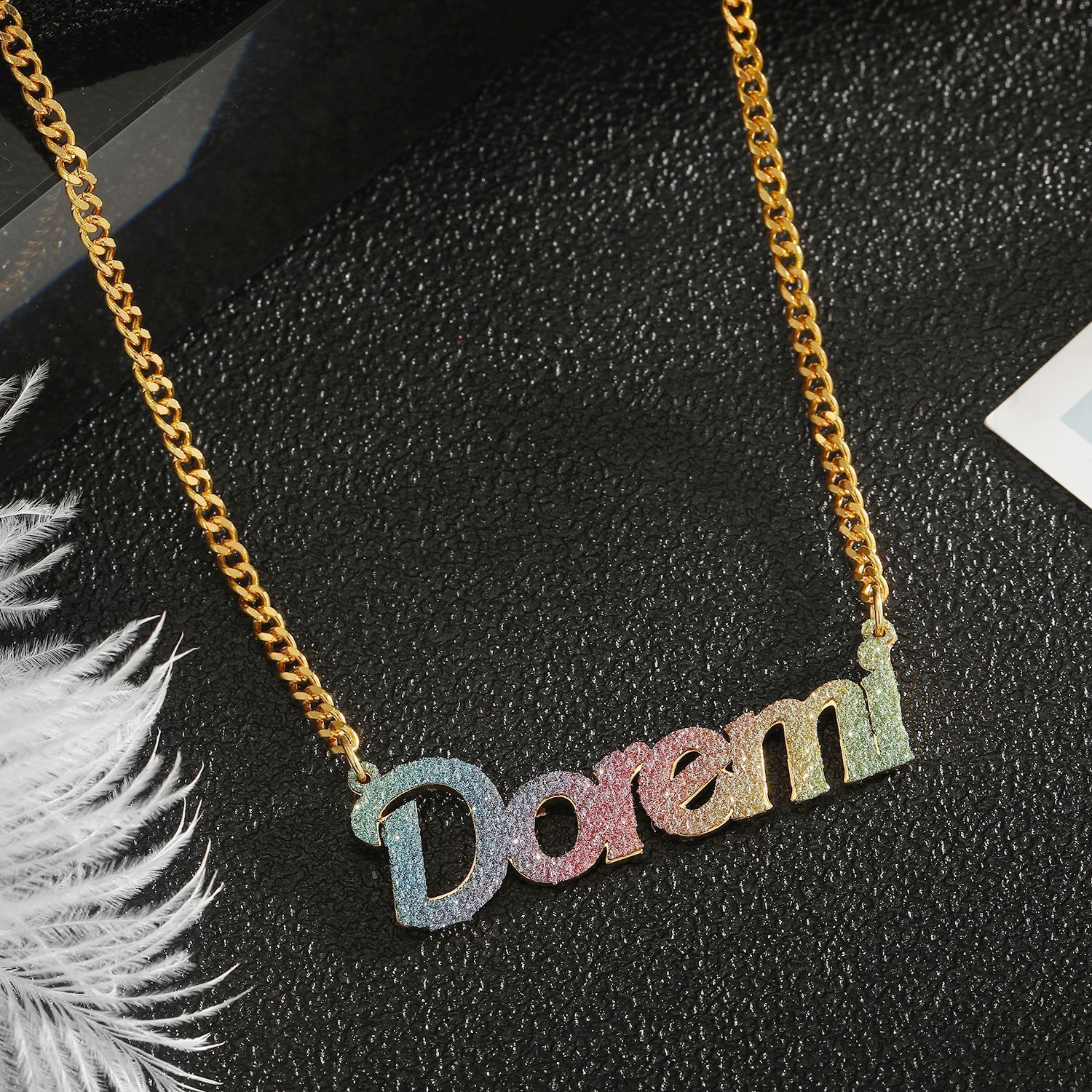 Bling Custom Name Necklace Colorful Earring Studs Stainless Steel Nameplate Chain Bracelet For Kids Jewelry 240906
