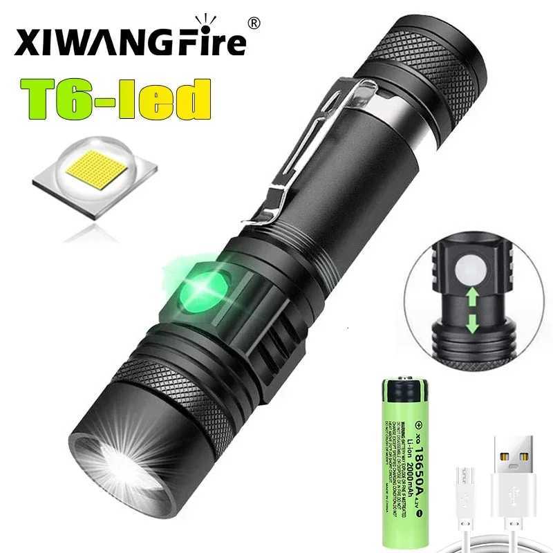 Ultra Bright LED Flashlight Rechargeable 4 Lighting Modes Zoomable Torch Use 18650 Battery Outdoor Camping Fishing Lanterns M251117