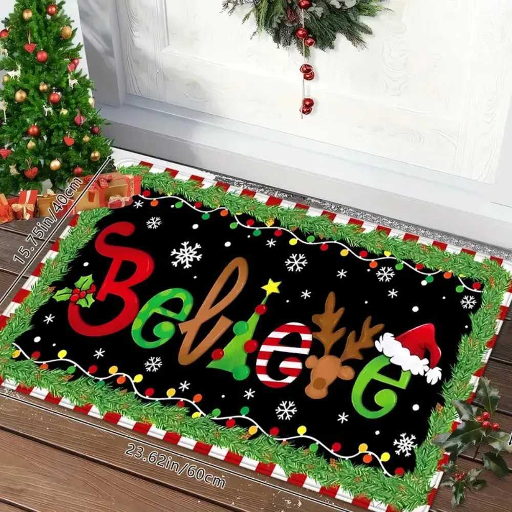 1PC Christmas Ideas Believe Welcome Floor Mat for Door Soft Absorbent Non-Slip Floor Mat for Bathroom Kitchen Decorative RugM251117
