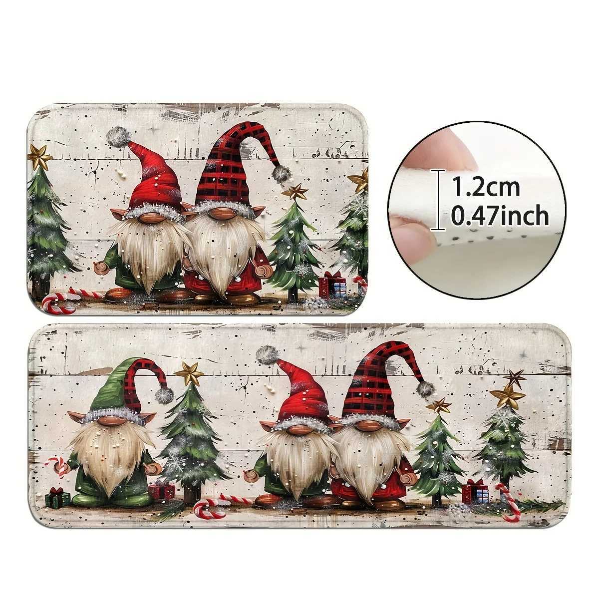 VIKAMA Christmas Carpet 2pc Kitchen Rug Festive Christmas Decoration Living Room Carpet Bedroom Rug Doormat Welcome Mat Home DecM251117