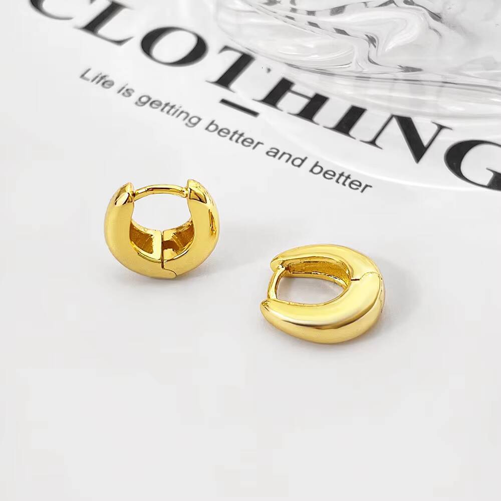 18K Gold Plated Hoop Earrings 925 Sterling Silver High End Polished Chunky Trendy for Weddings and Parties Gift