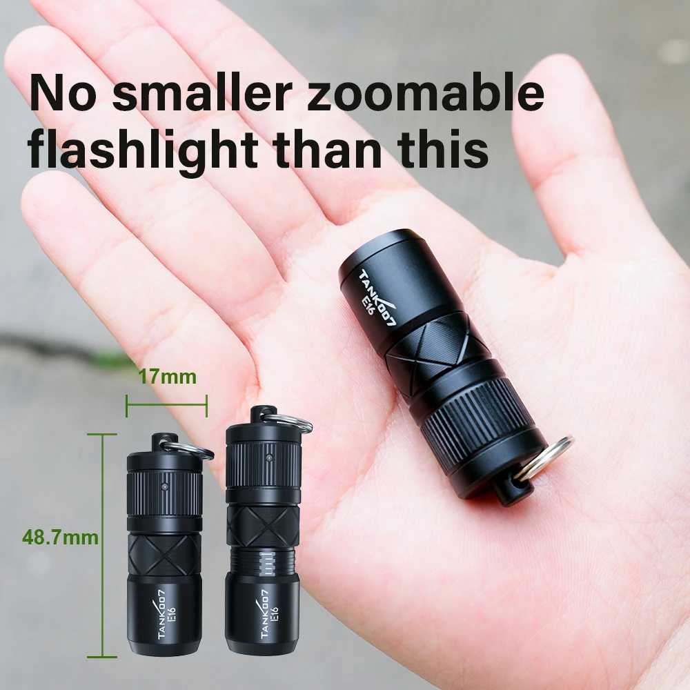 TANK007 E16 Ultra-Small Zoomable Flashlight Rechargeable Magnetic Adjustable Focusing Flashlight Torch for Emergency Lighting M251117