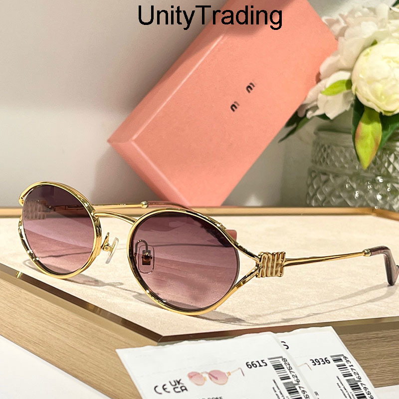 25SS Designer Sunglasses SMU52Y Brown oval shape Lens Glasses Womens Luxury Metal Frame Sunglasses UV400 Protective Women Eyewear Miuliness Miulys Miui IE5E