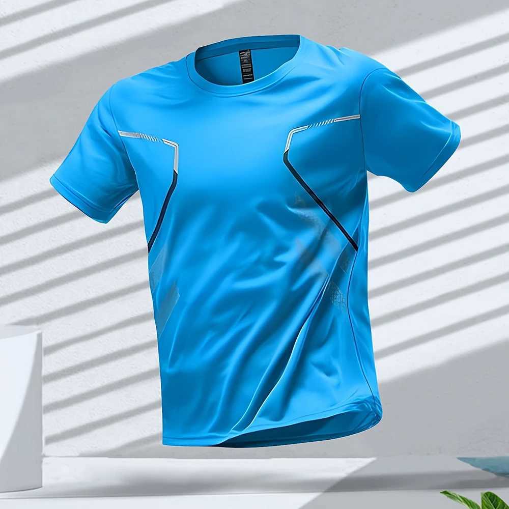 Mens T-shirt sports running T-shirt outdoor exercise fast drying breathable short sleeved casual round neck T-shirt summer loose top Z250417