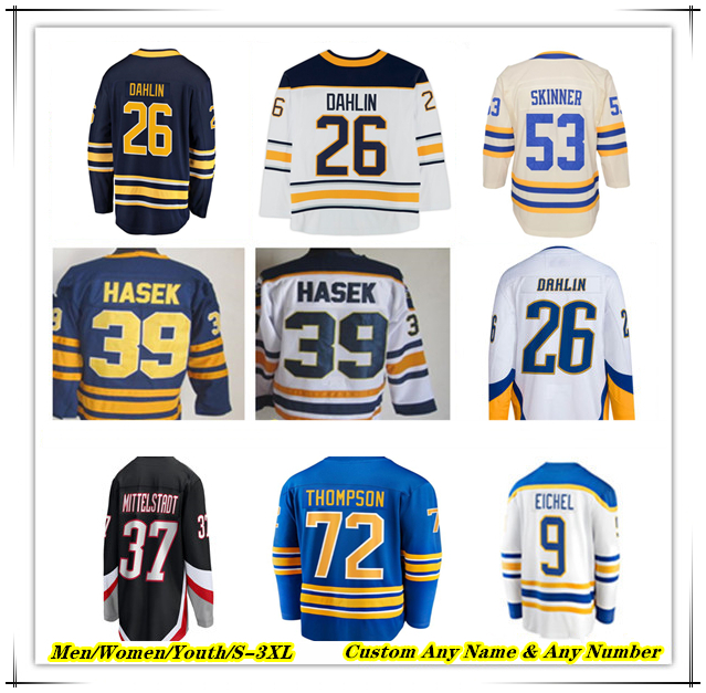 Tage Thompson Hockey Jersey buffaloes Sabress Rasmus Dahlin Alex Tuch Ryan McLeod Jiri Kulich Peyton Krebs Tyson Kozak Josh Doan Jack Quinn Bowen Byram Noah Ostlund