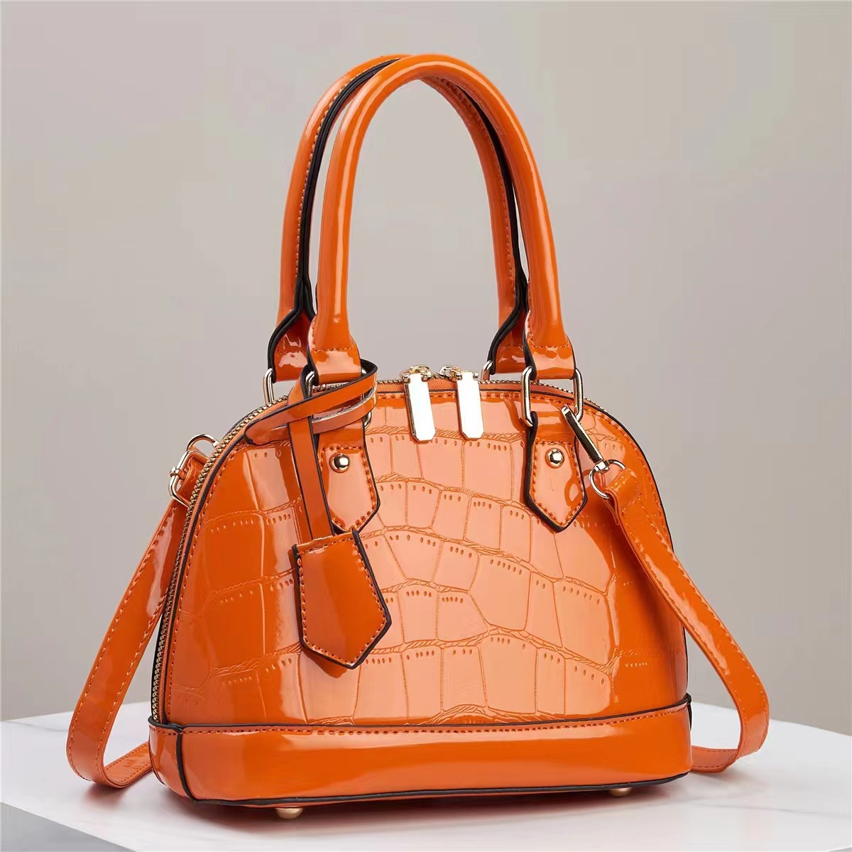 Premium Luxury Bag Women's Stone Texture Shell Bag Fashionable Large-Capacity Glossy Leather Shoulder Handbag Free Shipping