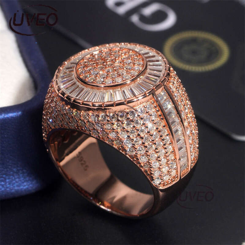 Jewelry 925 VVS Gold Iced Out Moissanite Ring Moissanite Diamond Hip Hop Pass Dias Tester Fashion