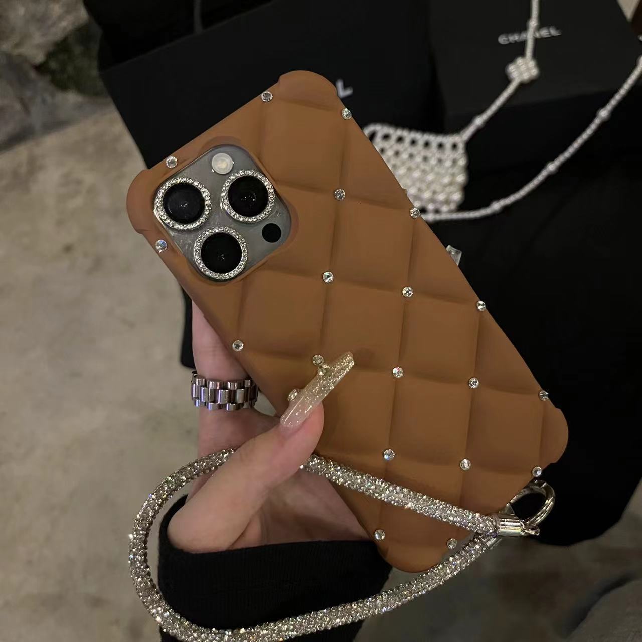 Diamond Grid Phone Case Compatible with iPhone 17 Pro Max High-end Protective Cover iPhone16