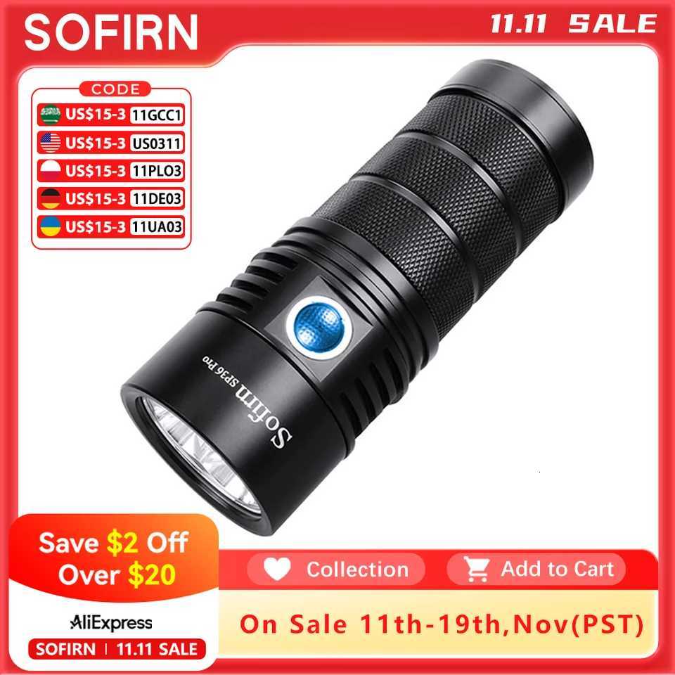 Sofirn Powerful SP36 Pro 8000lm LED Flashlight 4SST40 USB C Rechargeable 18650 Torch M251117