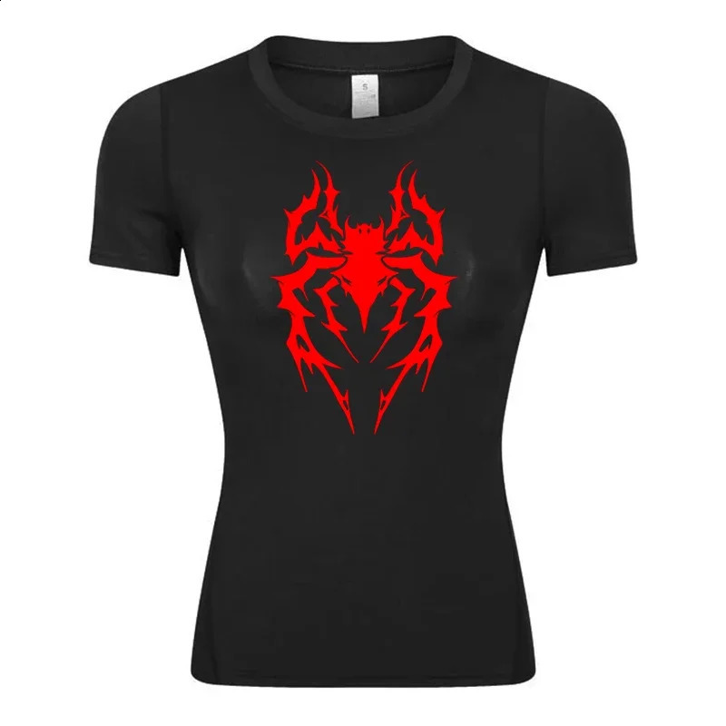 Spider Print womens short sleeved compression shirt running exercise yoga T-shirt T-shirt 250410