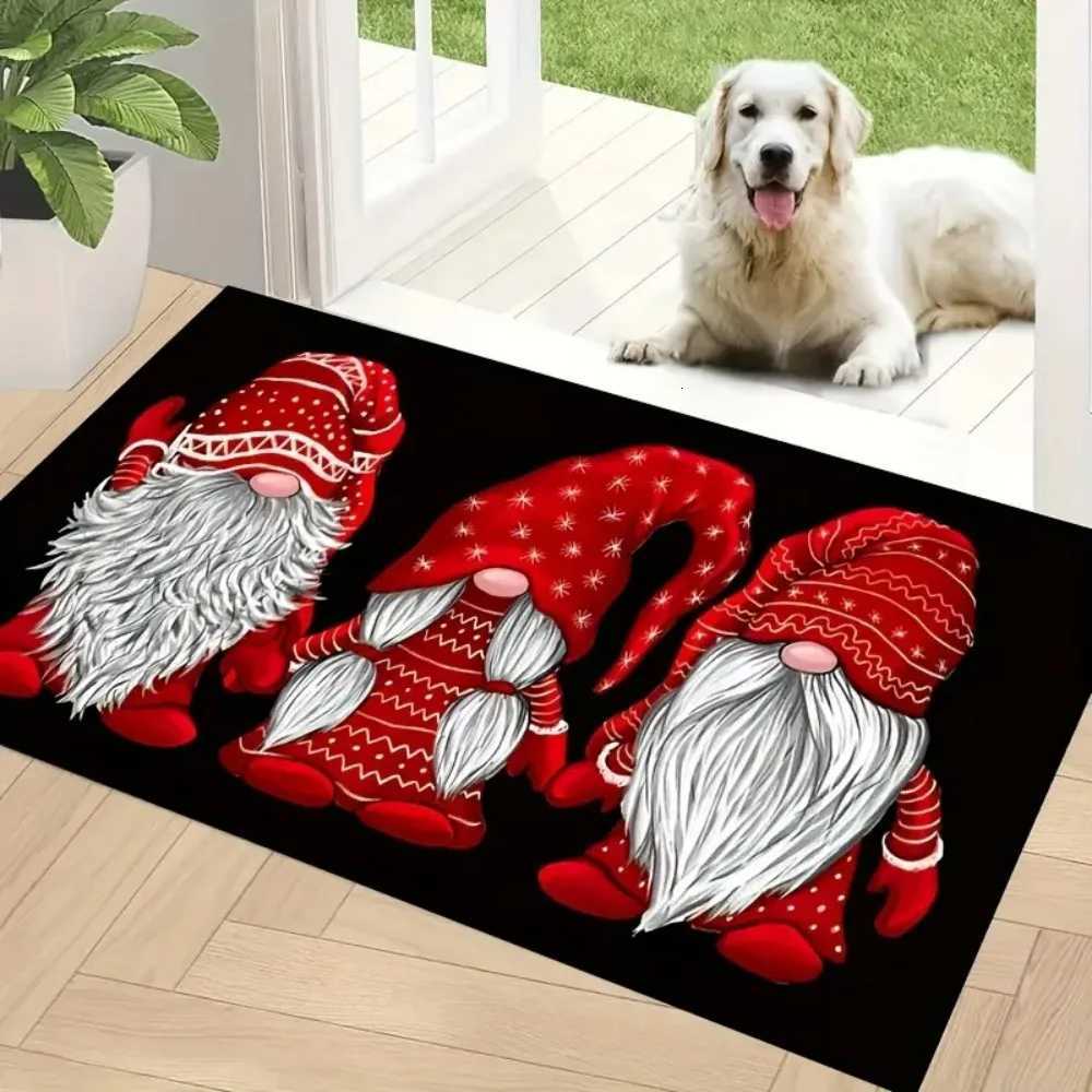 1pc Christmas Three Red Dwarves Doormat 100 Polyester Non-Slip Rug Machine Washable Home Holiday Decor Bedroom AccessoriesM251117
