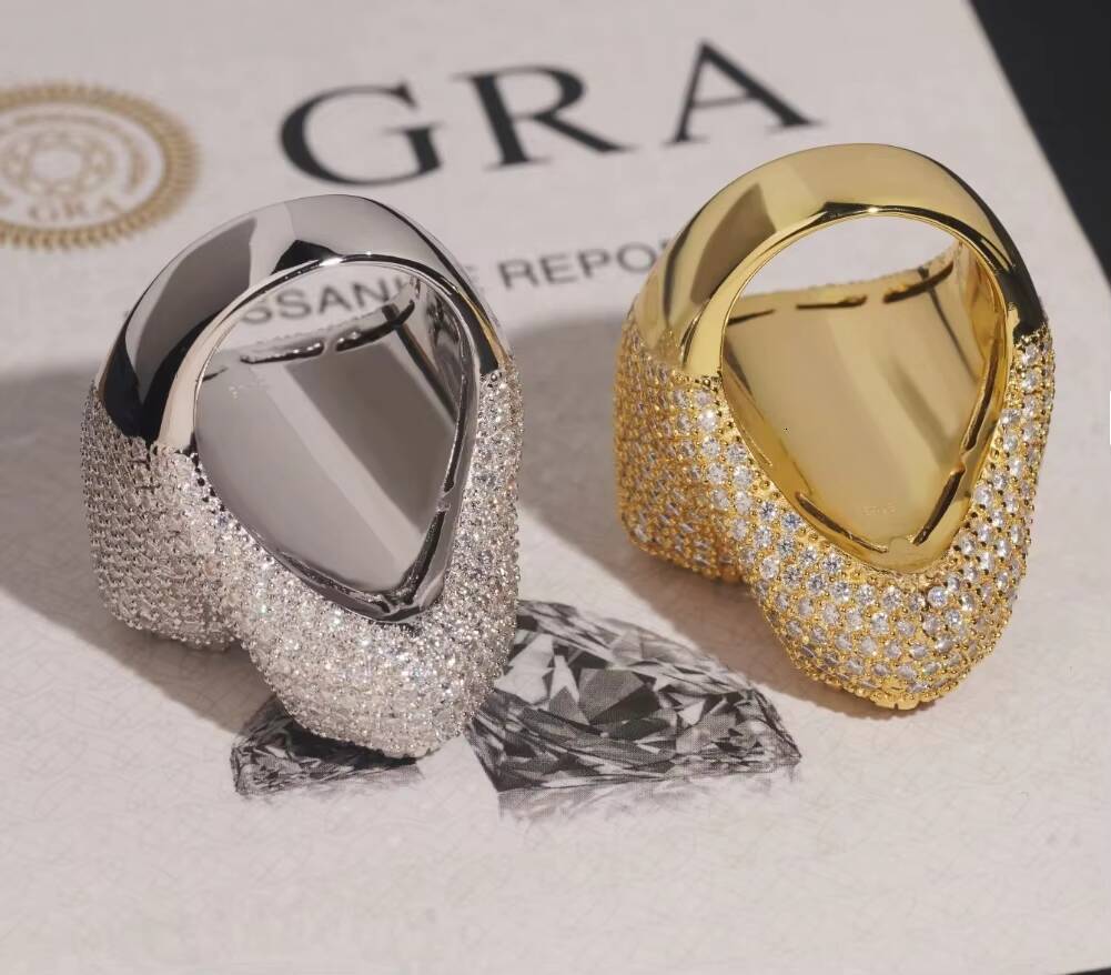 S925 Sterling Silver Moissanite Ring Baguette Cut Hip Hop Cross Design Unique and Stylish Baguette Cut Moissanite Ring for Men